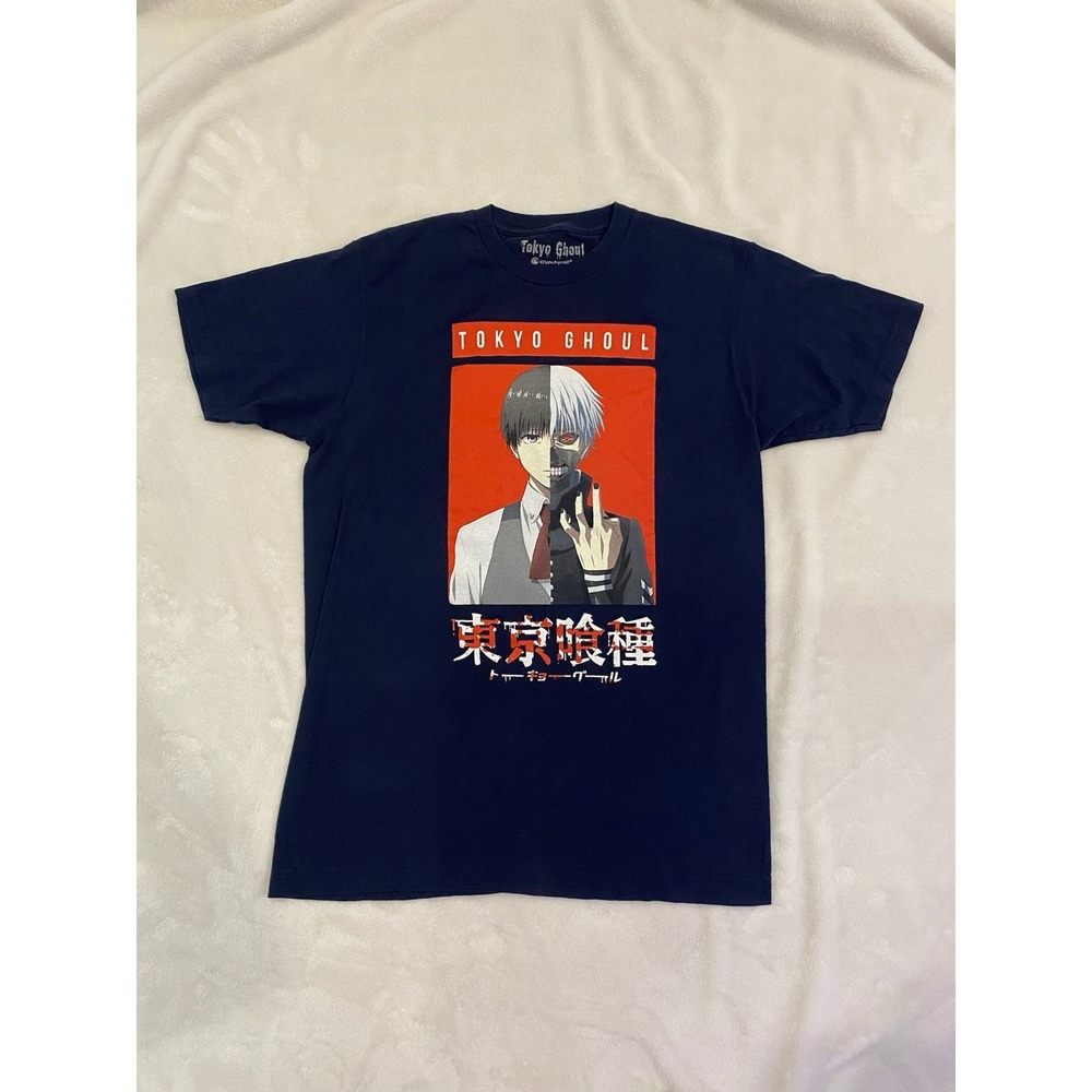 Tokyo Ghoul Crunchy Roll Graphic Print Navy Blue Red T Shirt Mens Size M (38/40)